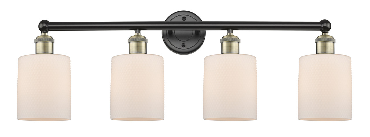 INNOVATIONS 616-4W-BAB-G111 Cobbleskill 4 32 inch Bath Vanity Light Black Antique Brass