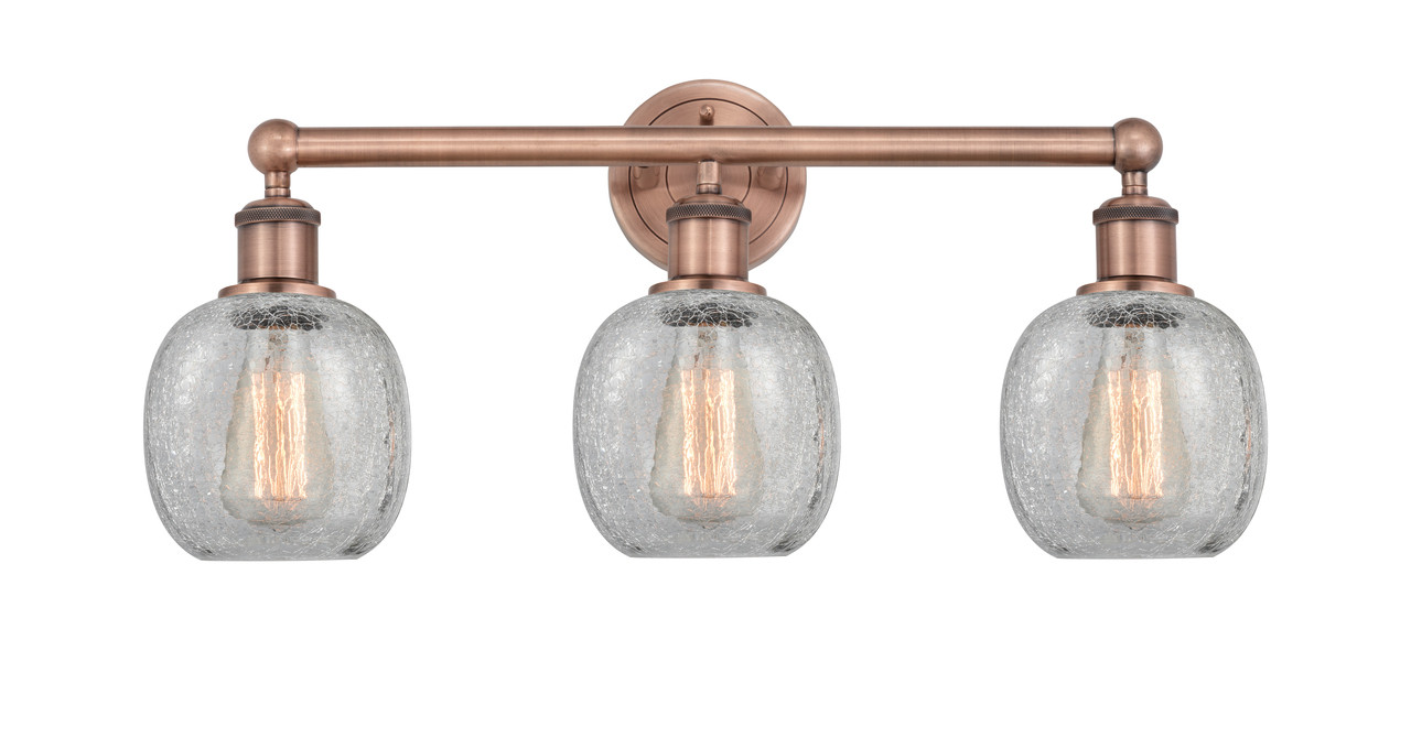 INNOVATIONS 616-3W-AC-G105 Belfast 3 24 inch Bath Vanity Light Antique Copper