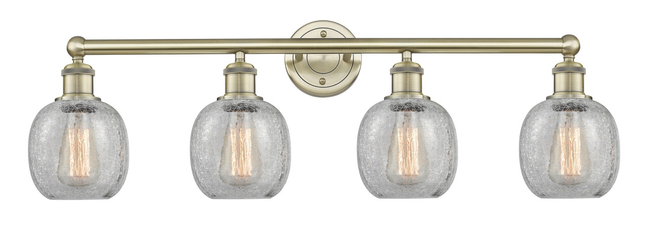 INNOVATIONS 616-4W-AB-G105 Belfast 4 33 inch Bath Vanity Light Antique Brass