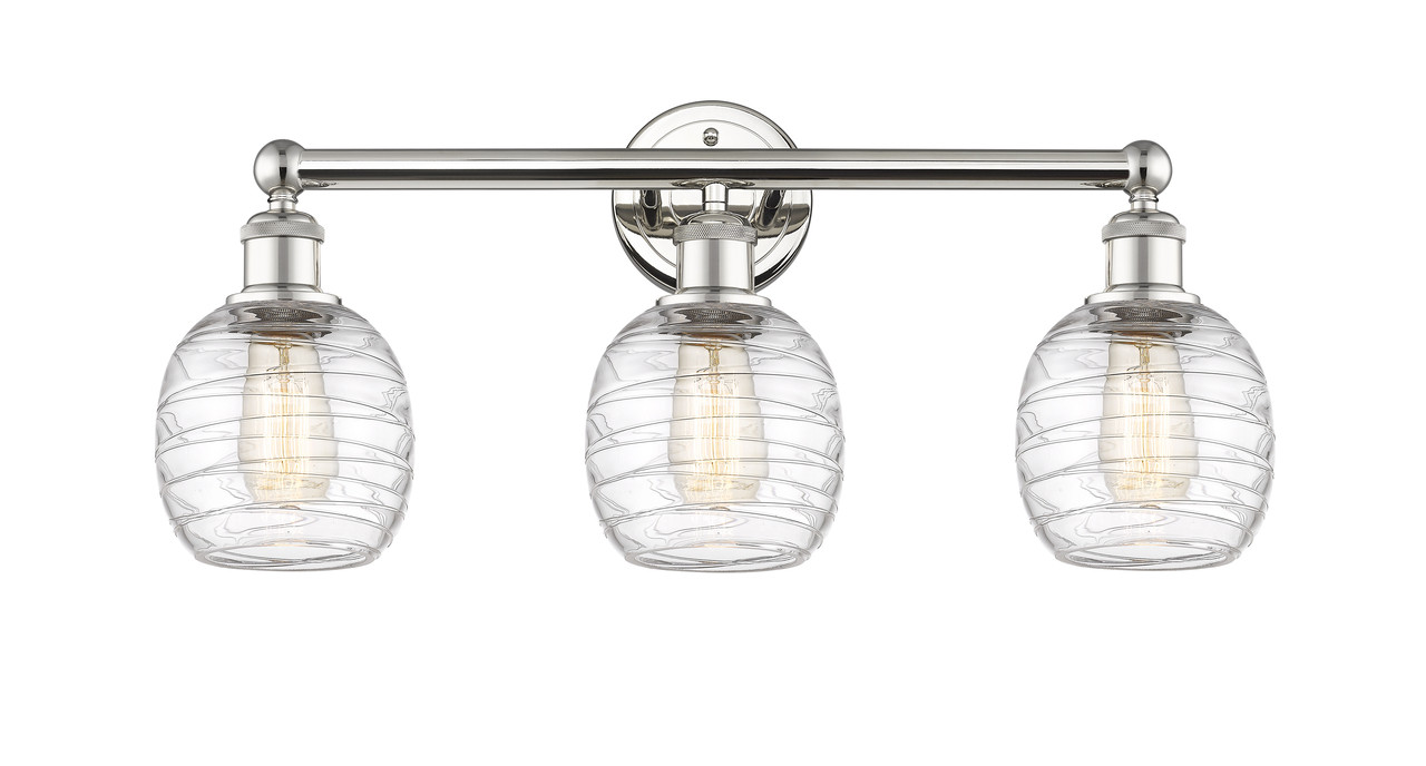 INNOVATIONS 616-3W-PN-G1013 Belfast 3 24 inch Bath Vanity Light Polished Nickel