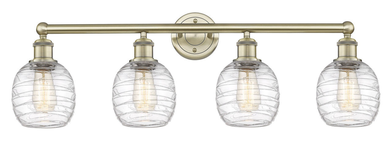 INNOVATIONS 616-4W-AB-G1013 Belfast 4 33 inch Bath Vanity Light Antique Brass