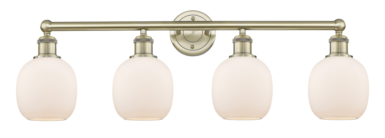 INNOVATIONS 616-4W-AB-G101 Belfast 4 33 inch Bath Vanity Light Antique Brass