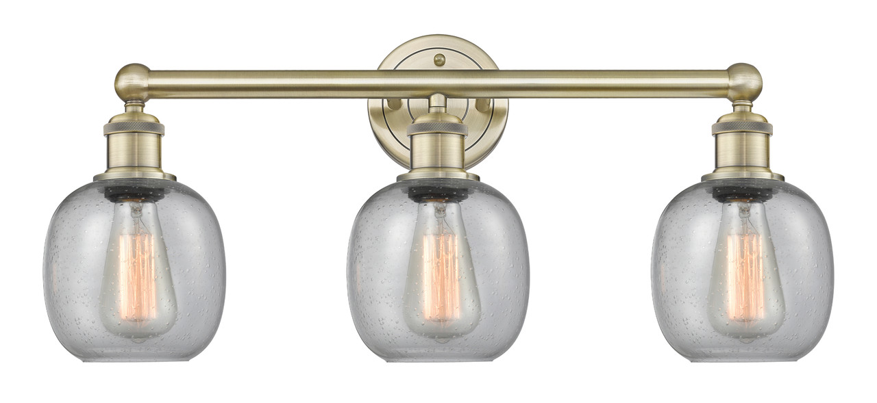 INNOVATIONS 616-3W-AB-G104 Belfast 3 24 inch Bath Vanity Light Antique Brass