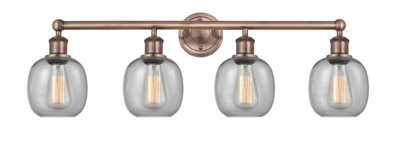 INNOVATIONS 616-4W-AC-G104 Belfast 4 33 inch Bath Vanity Light Antique Copper