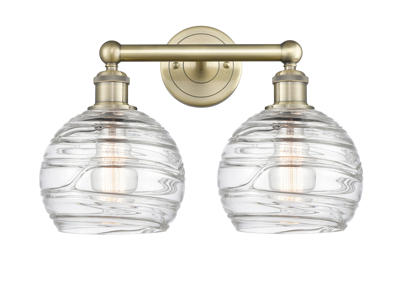 INNOVATIONS 616-2W-AB-G1213-8 Athens Deco Swirl 2 17 inch Bath Vanity Light Antique Brass