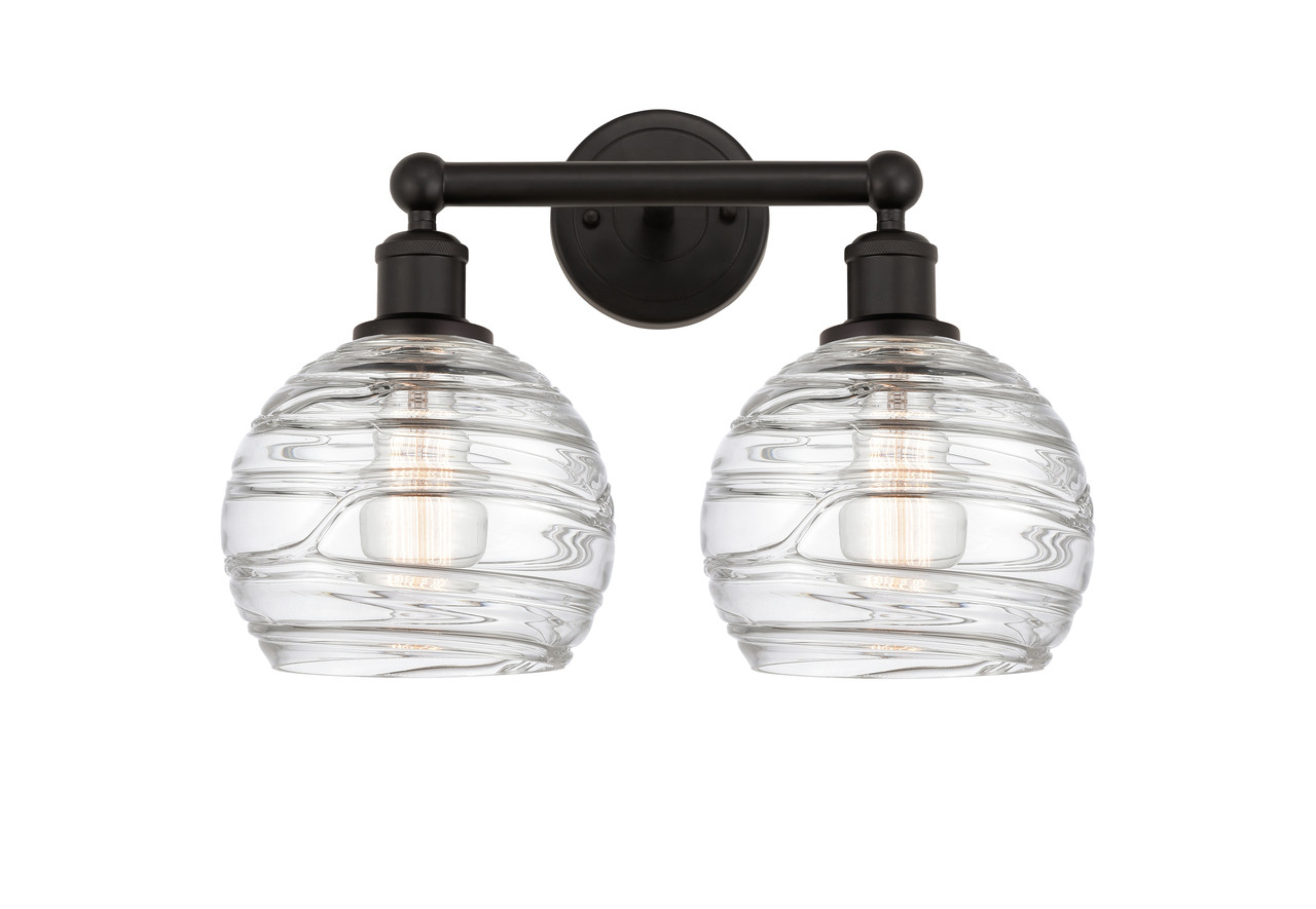 INNOVATIONS 616-2W-OB-G1213-8 Athens Deco Swirl 2 17 inch Bath Vanity Light Oil Rubbed Bronze