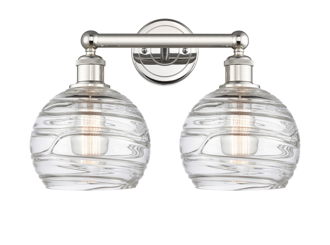 INNOVATIONS 616-2W-PN-G1213-8 Athens Deco Swirl 2 17 inch Bath Vanity Light Polished Nickel