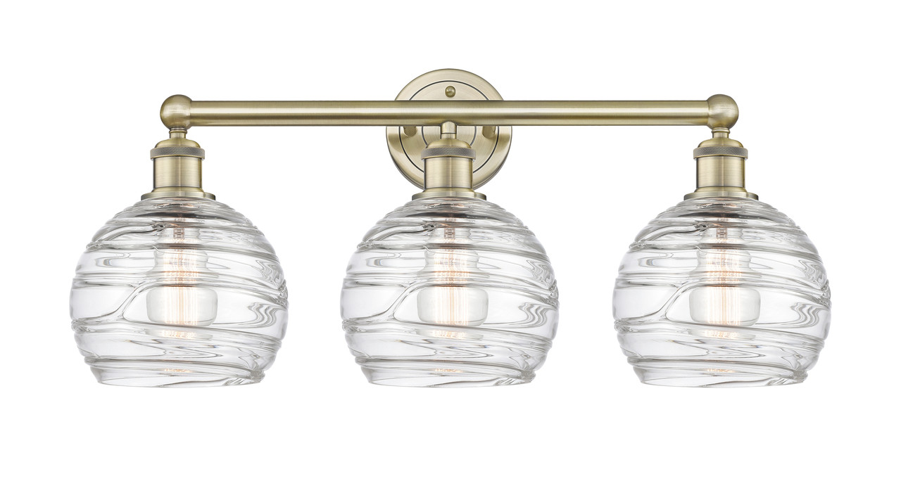 INNOVATIONS 616-3W-AB-G1213-8 Athens Deco Swirl 3 26 inch Bath Vanity Light Antique Brass