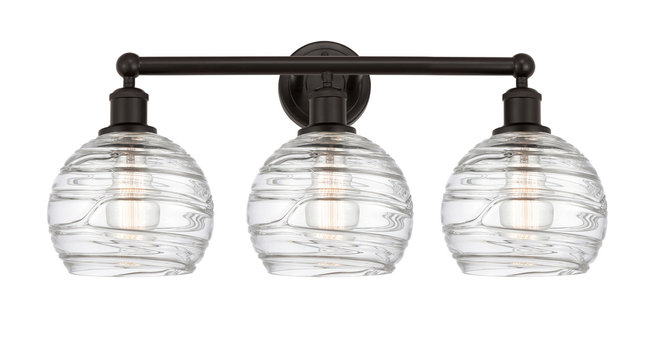 INNOVATIONS 616-3W-OB-G1213-8 Athens Deco Swirl 3 26 inch Bath Vanity Light Oil Rubbed Bronze
