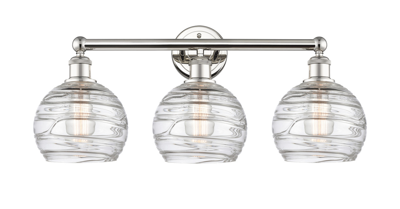 INNOVATIONS 616-3W-PN-G1213-8 Athens Deco Swirl 3 26 inch Bath Vanity Light Polished Nickel