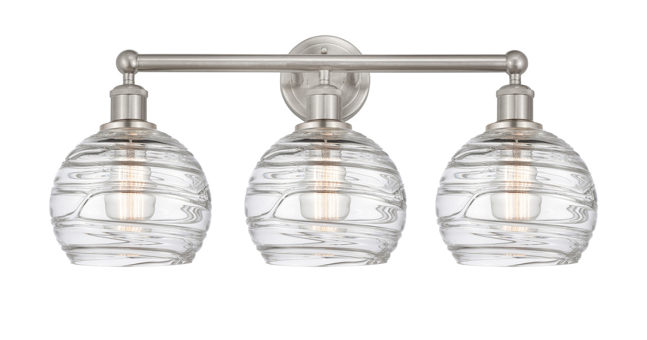 INNOVATIONS 616-3W-SN-G1213-8 Athens Deco Swirl 3 26 inch Bath Vanity Light Satin Nickel