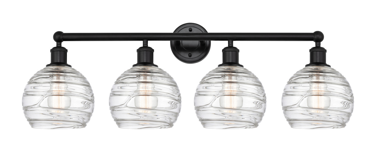 INNOVATIONS 616-4W-BK-G1213-8 Athens Deco Swirl 4 35 inch Bath Vanity Light Matte Black