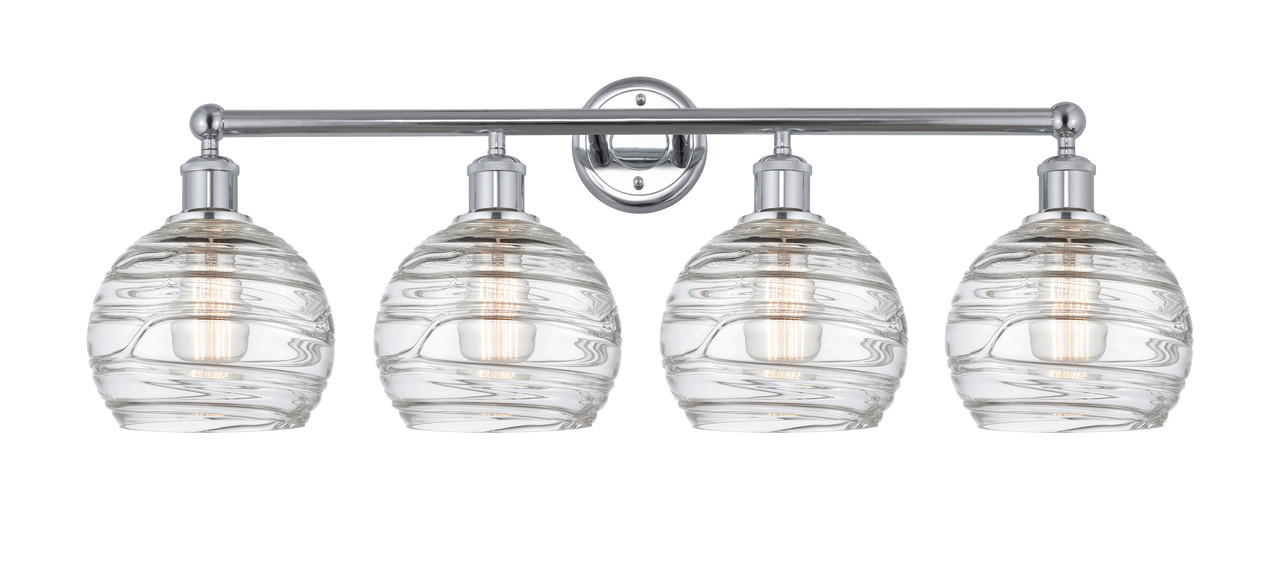 INNOVATIONS 616-4W-PC-G1213-8 Athens Deco Swirl 4 35 inch Bath Vanity Light Polished Chrome