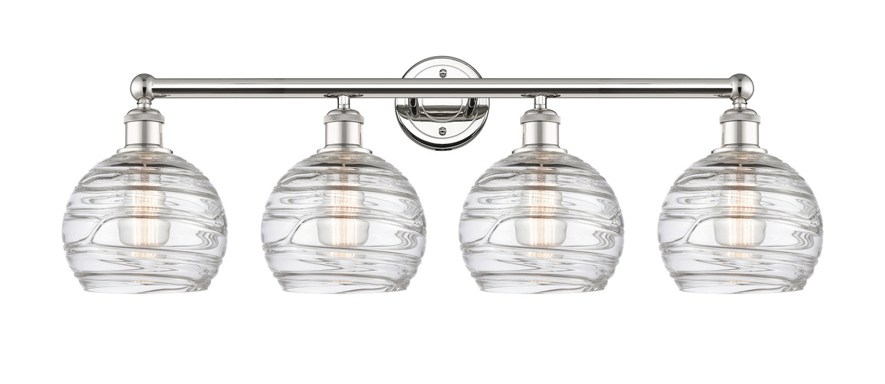 INNOVATIONS 616-4W-PN-G1213-8 Athens Deco Swirl 4 35 inch Bath Vanity Light Polished Nickel