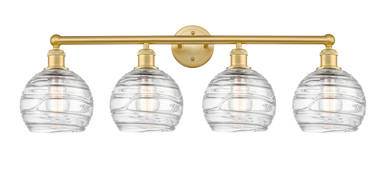 INNOVATIONS 616-4W-SG-G1213-8 Athens Deco Swirl 4 35 inch Bath Vanity Light Satin Gold