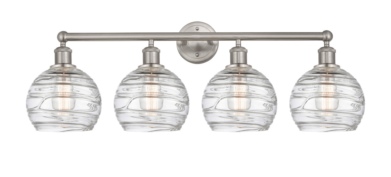 INNOVATIONS 616-4W-SN-G1213-8 Athens Deco Swirl 4 35 inch Bath Vanity Light Satin Nickel