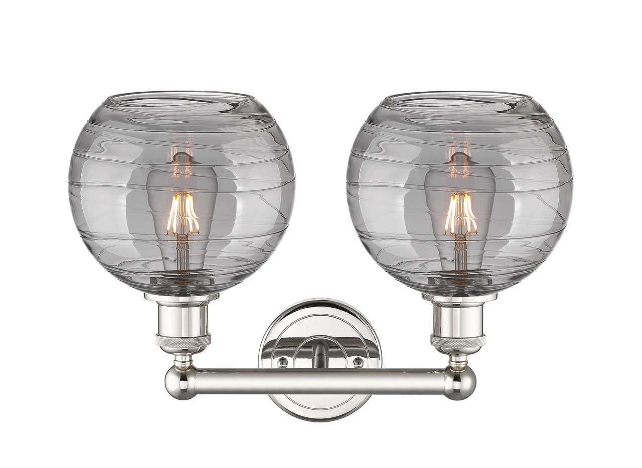 INNOVATIONS 616-2W-PN-G1213-8SM Athens Deco Swirl 2 17 inch Bath Vanity Light Polished Nickel