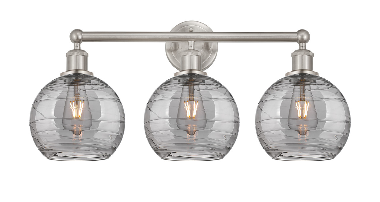 INNOVATIONS 616-3W-SN-G1213-8SM Athens Deco Swirl 3 26 inch Bath Vanity Light Satin Nickel