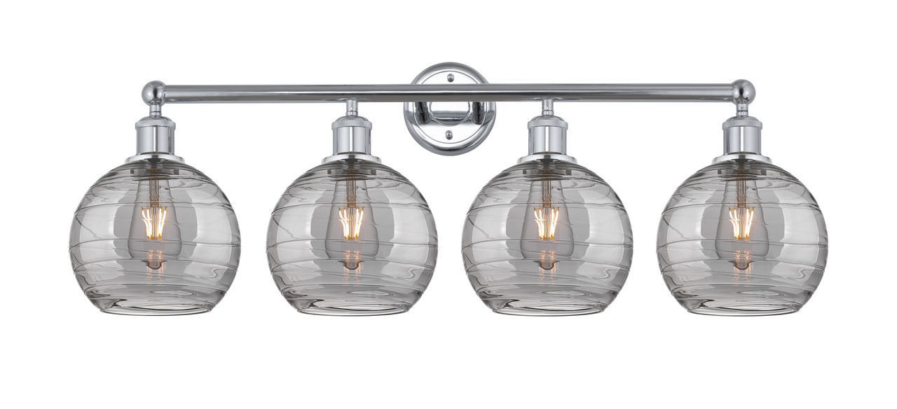 INNOVATIONS 616-4W-PC-G1213-8SM Athens Deco Swirl 4 35 inch Bath Vanity Light Polished Chrome