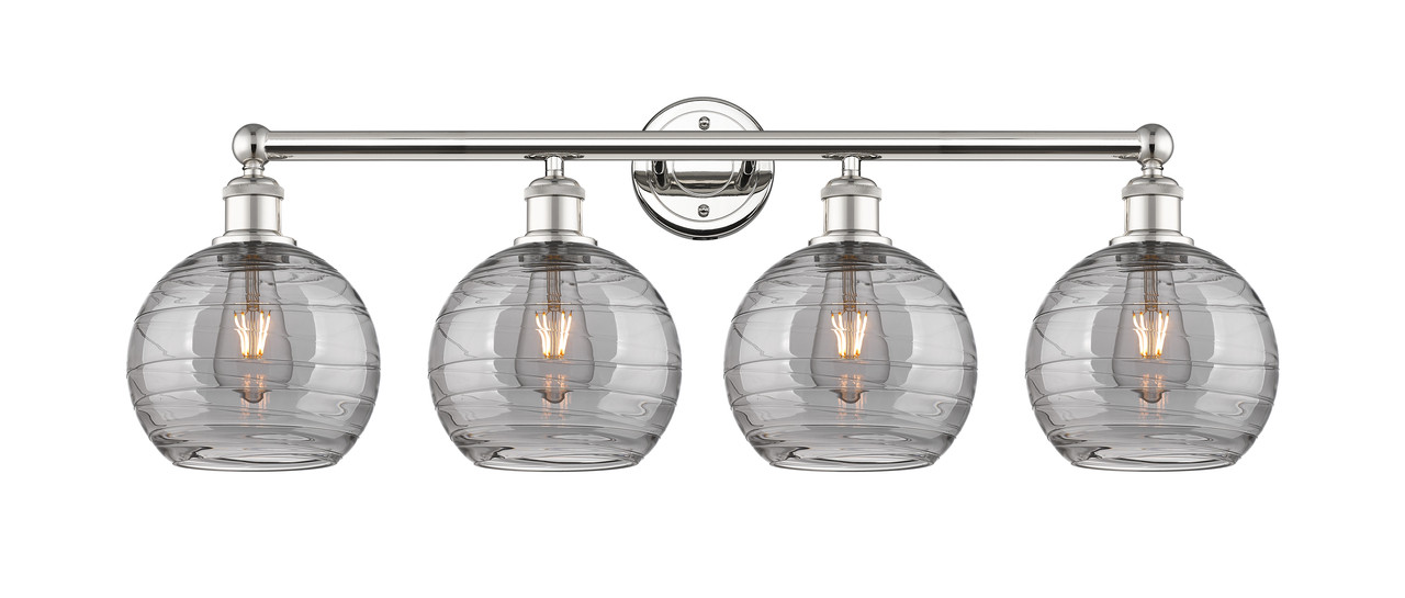 INNOVATIONS 616-4W-PN-G1213-8SM Athens Deco Swirl 4 35 inch Bath Vanity Light Polished Nickel