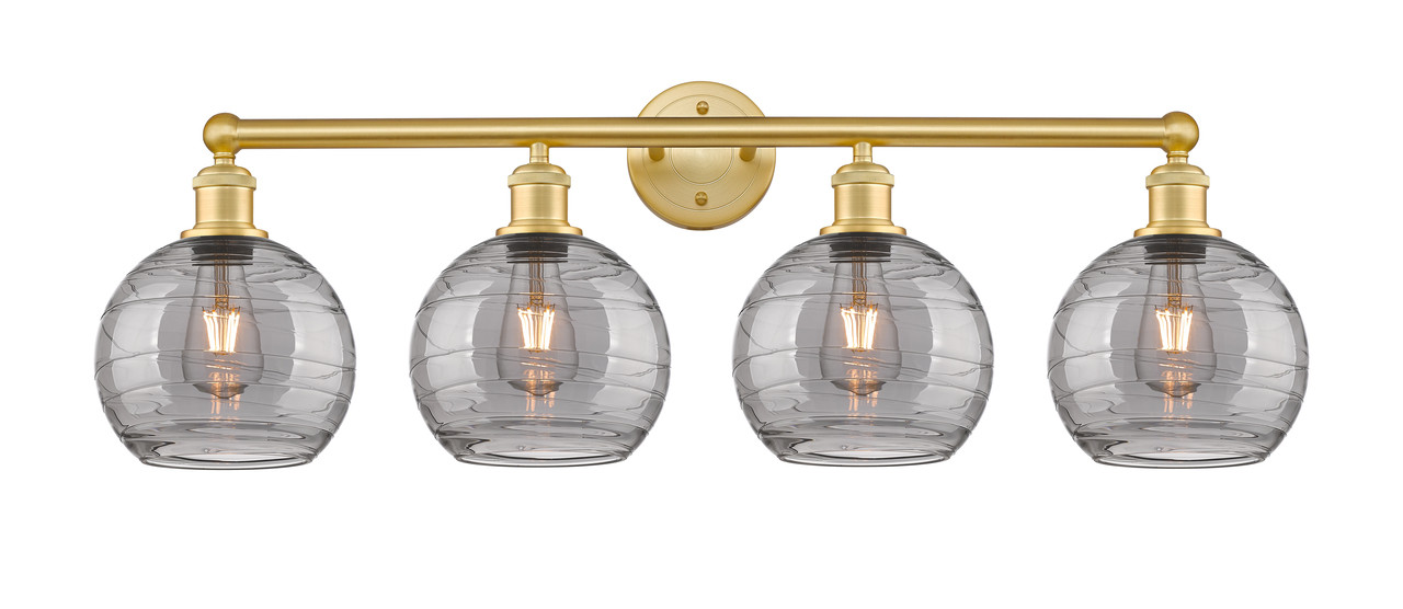 INNOVATIONS 616-4W-SG-G1213-8SM Athens Deco Swirl 4 35 inch Bath Vanity Light Satin Gold