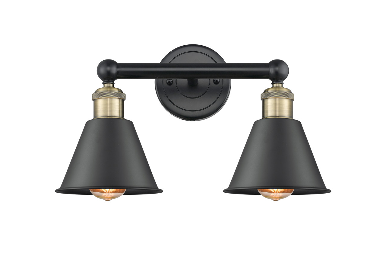 INNOVATIONS 616-2W-BAB-M8-BK Edison 2 15.5 inch Bath Vanity Light Black Antique Brass
