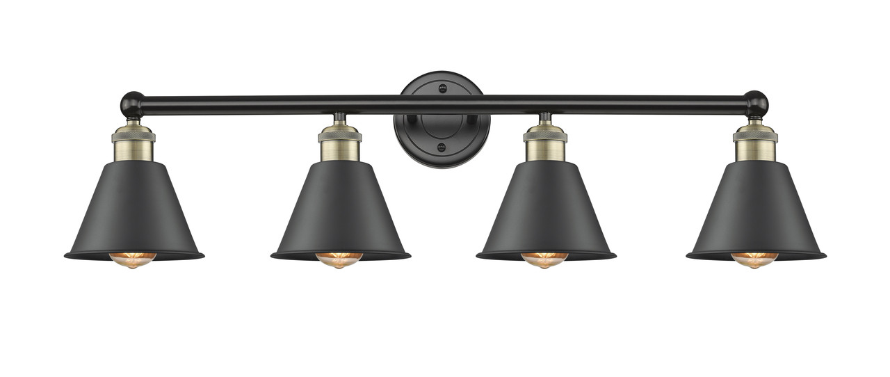 INNOVATIONS 616-4W-BAB-M8-BK Edison 4 33.5 inch Bath Vanity Light Black Antique Brass
