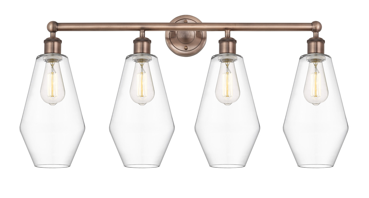 INNOVATIONS 616-4W-AC-G652-7 Cindyrella 4 34 inch Bath Vanity Light Antique Copper