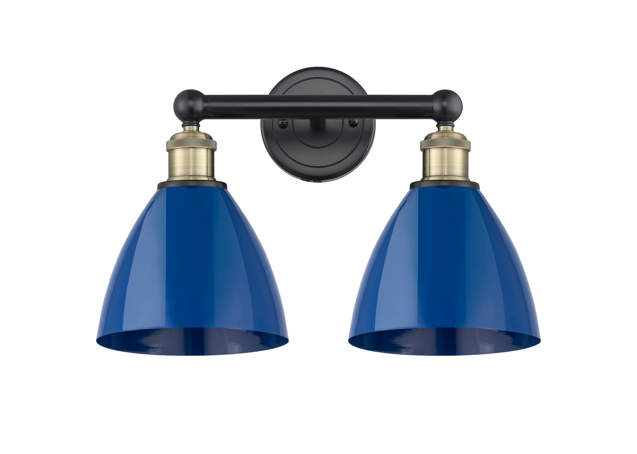 INNOVATIONS 616-2W-BAB-MBD-75-BL Edison 2 16.5 inch Bath Vanity Light Black Antique Brass
