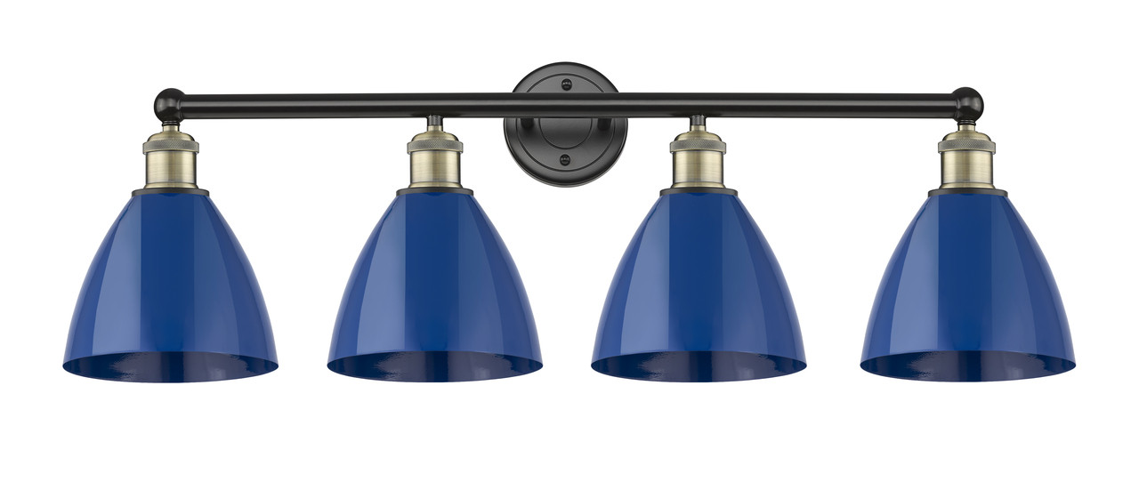 INNOVATIONS 616-4W-BAB-MBD-75-BL Edison 4 34.5 inch Bath Vanity Light Black Antique Brass