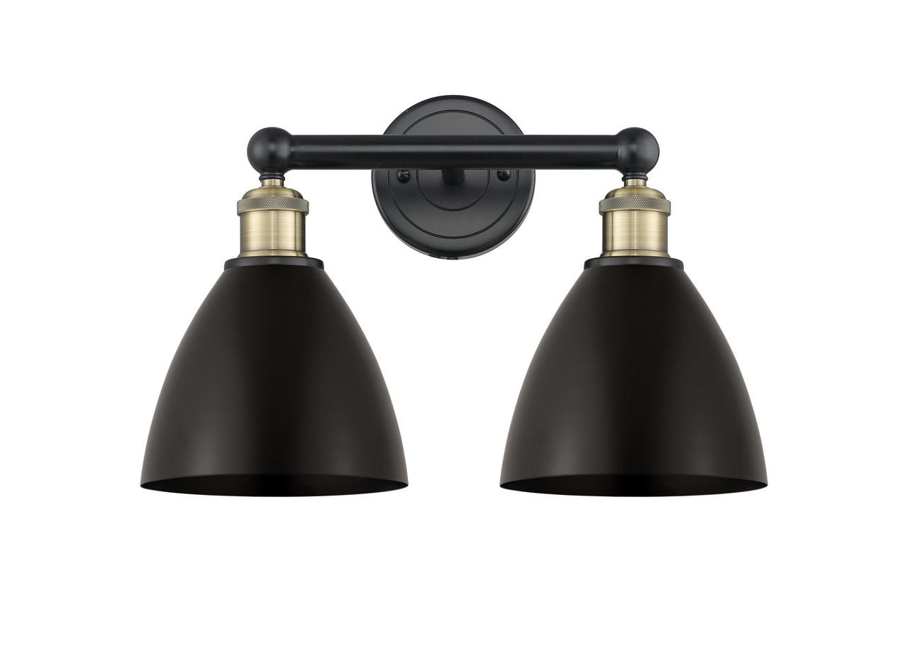 INNOVATIONS 616-2W-BAB-MBD-75-BK Edison 2 16.5 inch Bath Vanity Light Black Antique Brass