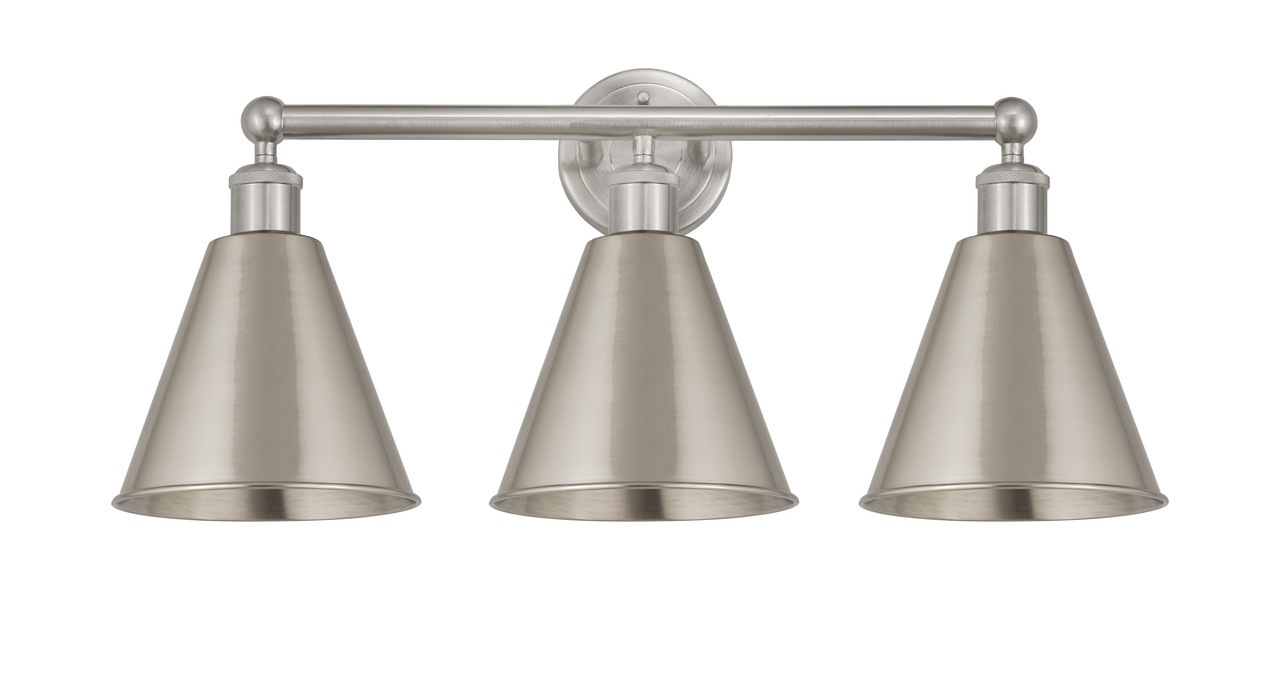 INNOVATIONS 616-3W-SN-MBC-8-SN Ballston Cone 3 26 inch Bath Vanity Light Satin Nickel
