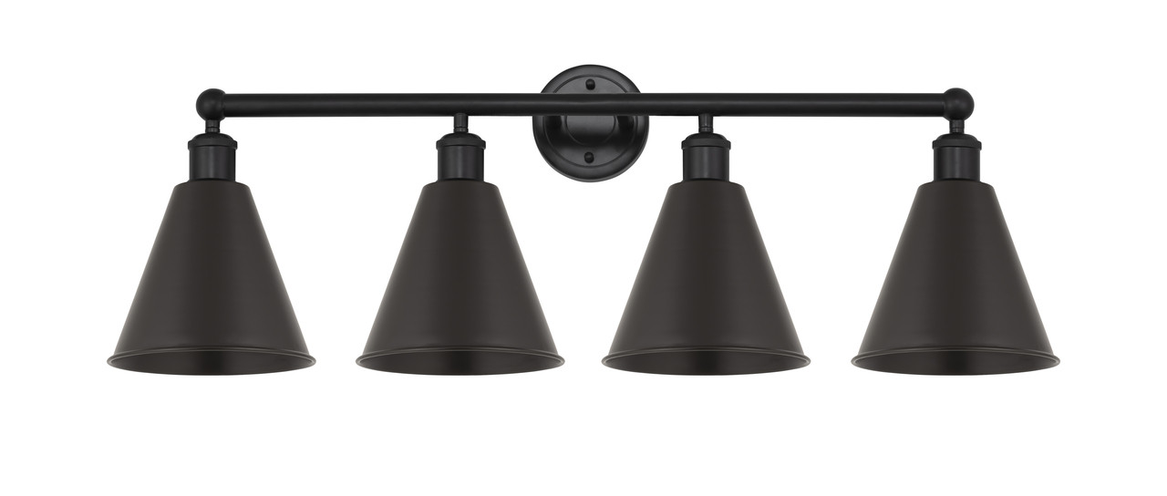 INNOVATIONS 616-4W-BK-MBC-8-BK Ballston Cone 4 35 inch Bath Vanity Light Matte Black