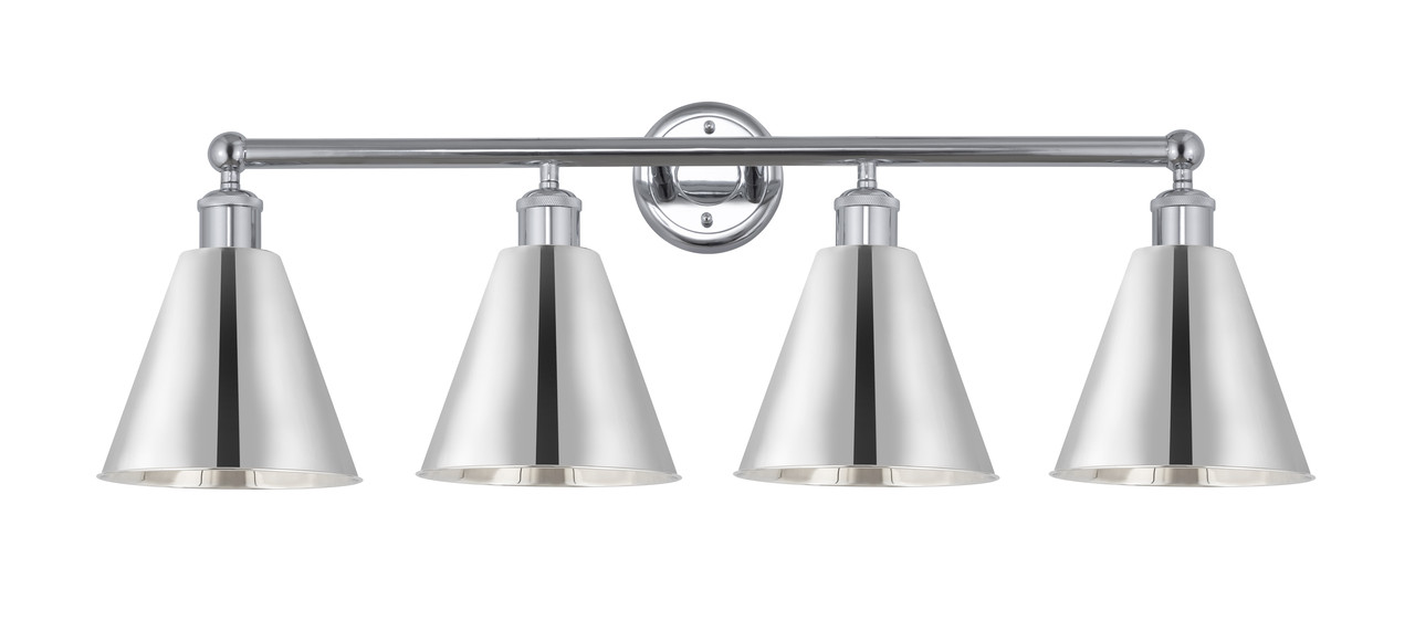 INNOVATIONS 616-4W-PC-MBC-8-PC Ballston Cone 4 35 inch Bath Vanity Light Polished Chrome