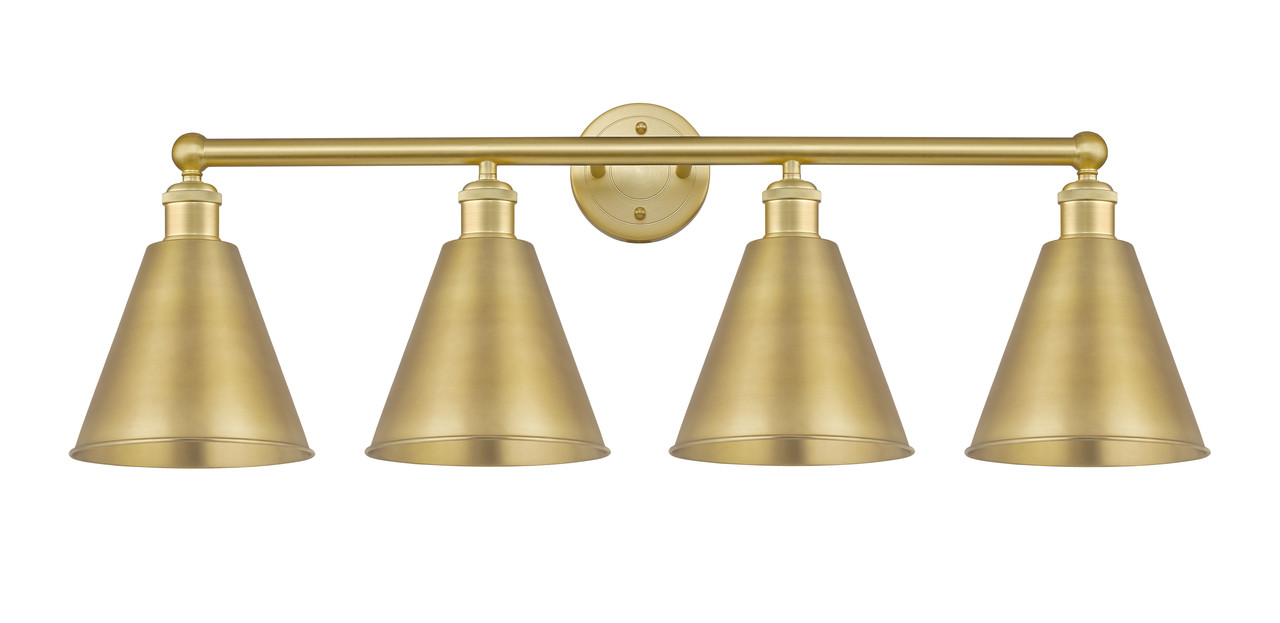 INNOVATIONS 616-4W-SG-MBC-8-SG Ballston Cone 4 35 inch Bath Vanity Light Satin Gold