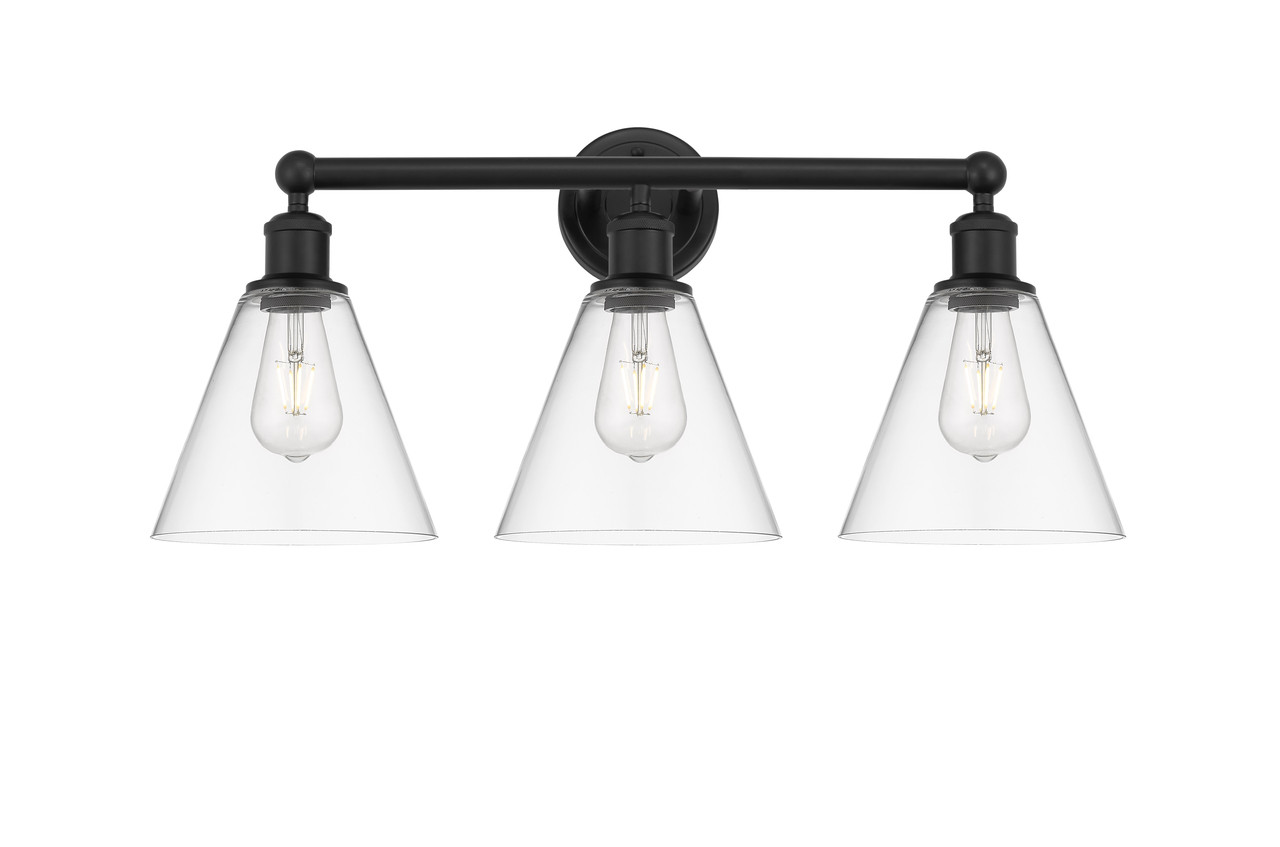 INNOVATIONS 616-3W-BK-GBC-82 Berkshire 3 26 inch Bath Vanity Light Matte Black