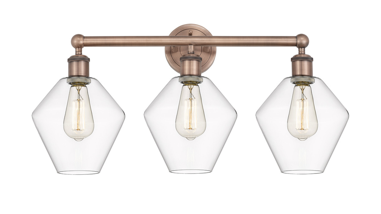 INNOVATIONS 616-3W-AC-G652-8 Cindyrella 3 26 inch Bath Vanity Light Antique Copper