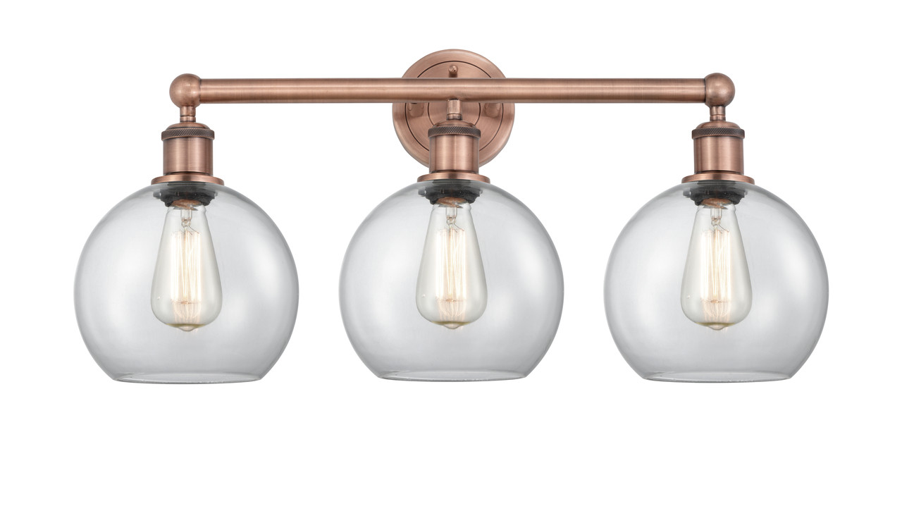 INNOVATIONS 616-3W-AC-G122-8 Athens 3 26 inch Bath Vanity Light Antique Copper