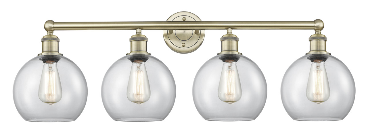 INNOVATIONS 616-4W-AB-G122-8 Athens 4 35 inch Bath Vanity Light Antique Brass