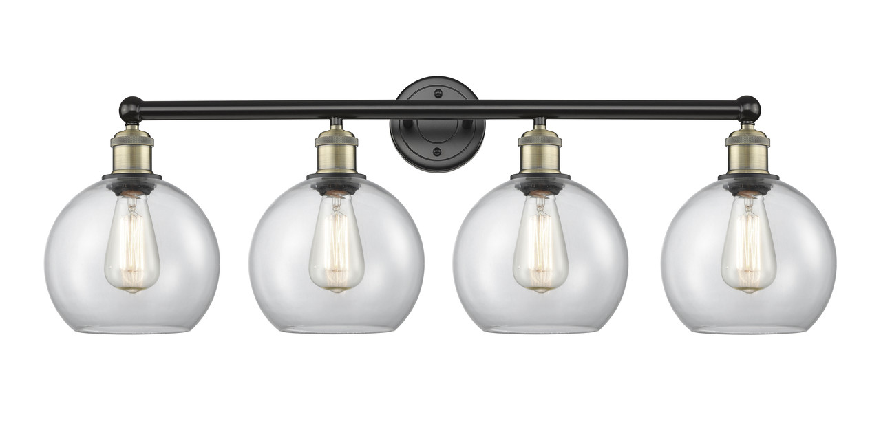 INNOVATIONS 616-4W-BAB-G122-8 Athens 4 35 inch Bath Vanity Light Black Antique Brass