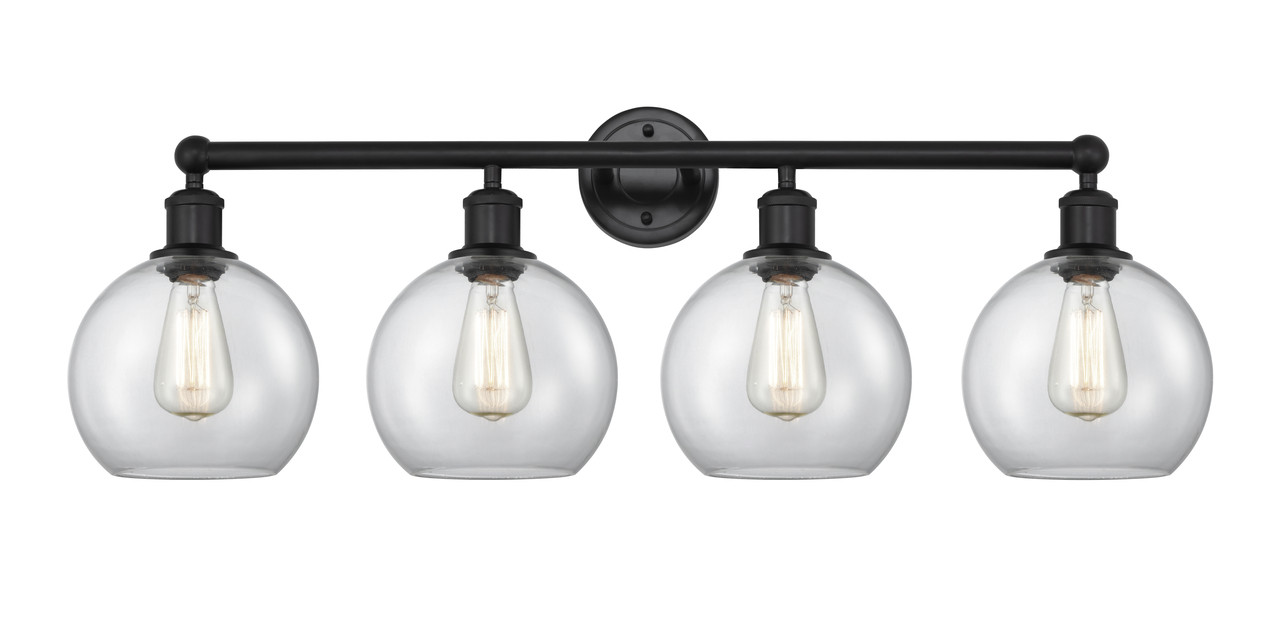 INNOVATIONS 616-4W-BK-G122-8 Athens 4 35 inch Bath Vanity Light Matte Black