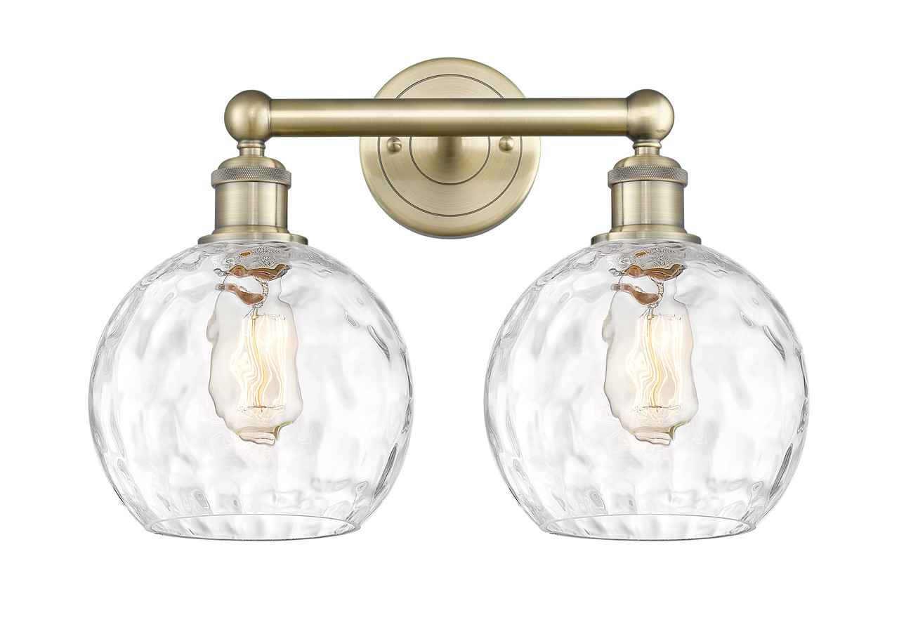 INNOVATIONS 616-2W-AB-G1215-8 Athens Water Glass 2 17 inch Bath Vanity Light Antique Brass