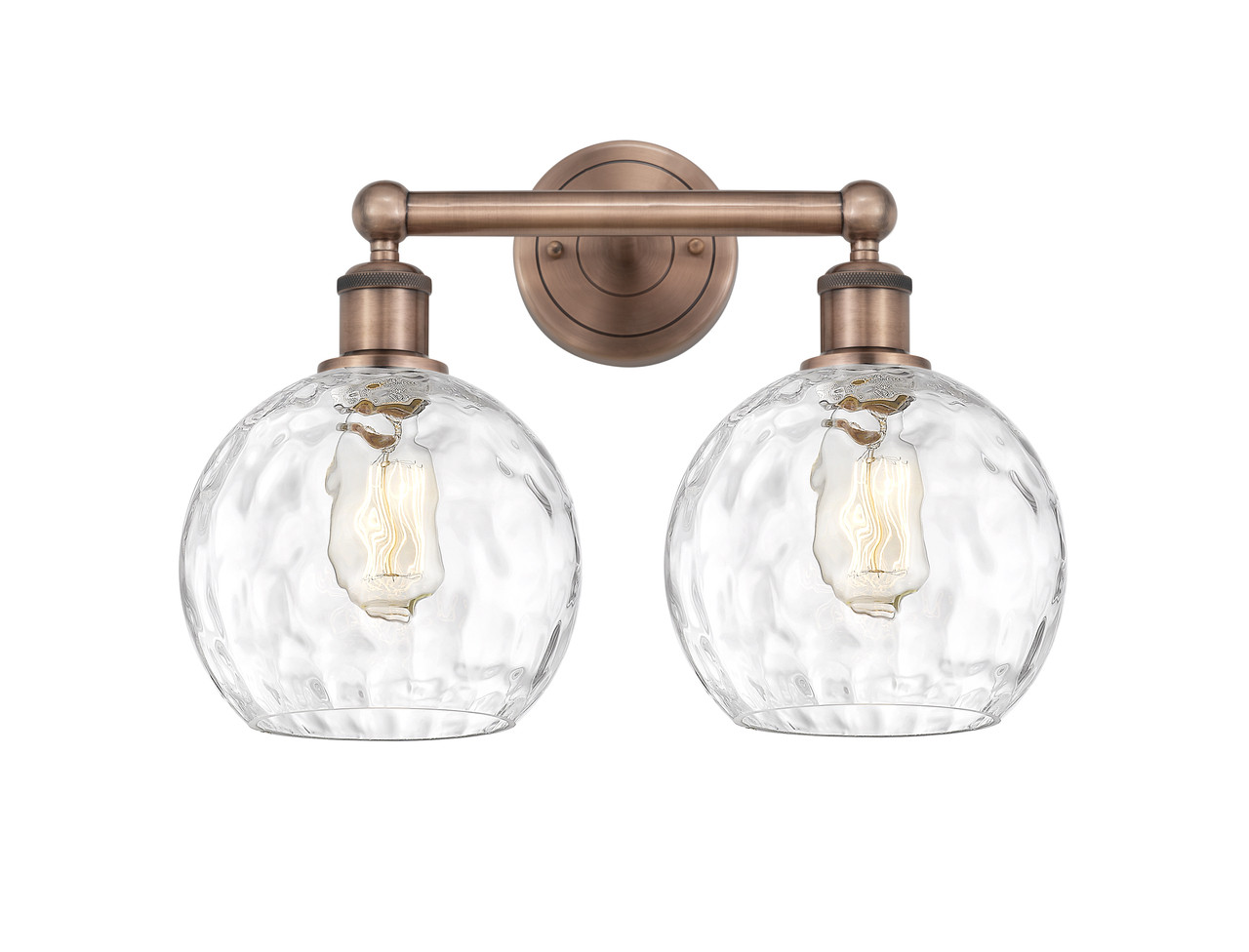 INNOVATIONS 616-2W-AC-G1215-8 Athens Water Glass 2 17 inch Bath Vanity Light Antique Copper