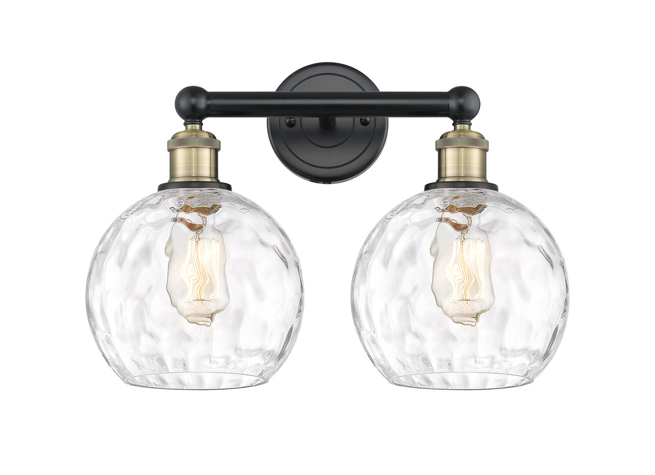 INNOVATIONS 616-2W-BAB-G1215-8 Athens Water Glass 2 17 inch Bath Vanity Light Black Antique Brass