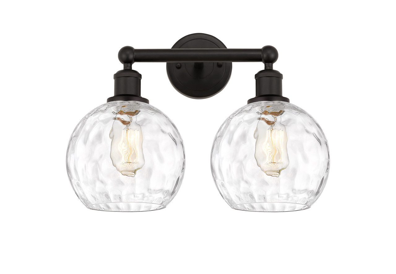 INNOVATIONS 616-2W-OB-G1215-8 Athens Water Glass 2 17 inch Bath Vanity Light Oil Rubbed Bronze