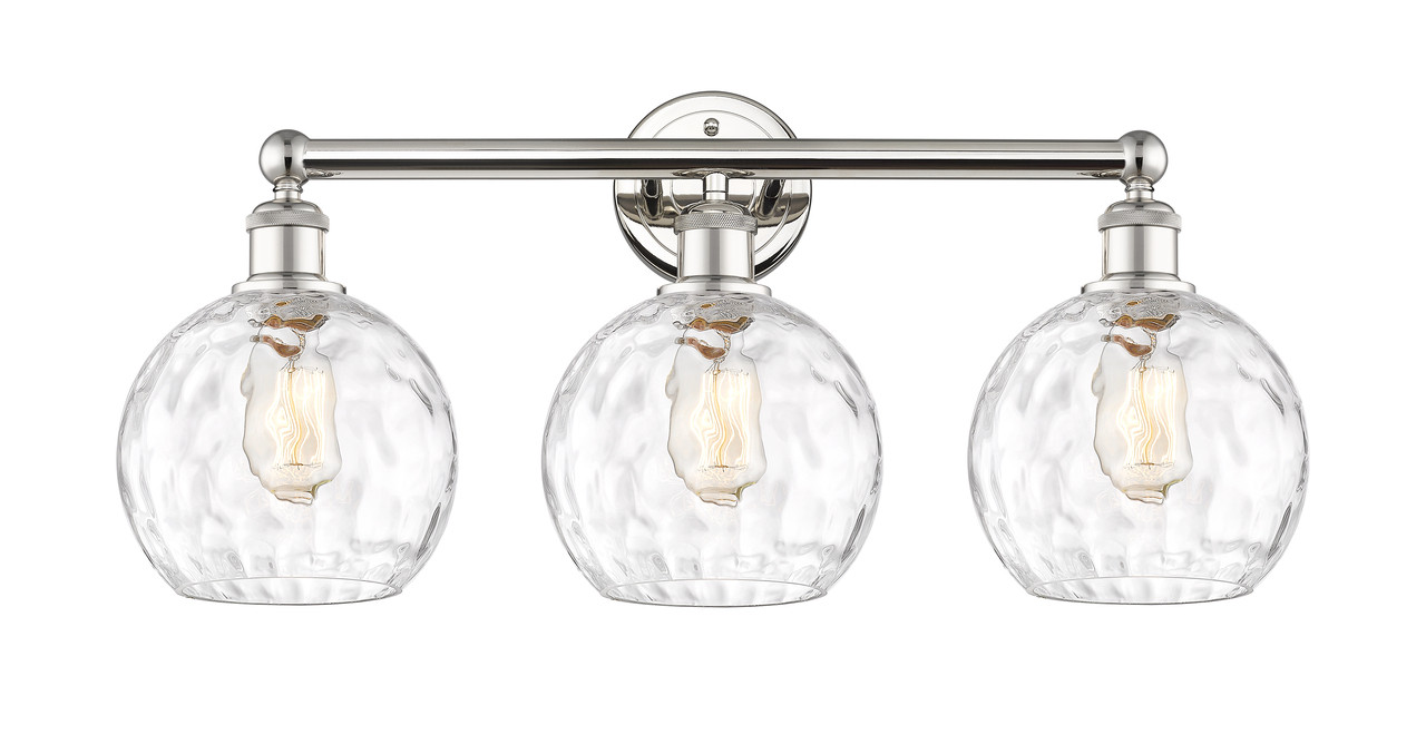 INNOVATIONS 616-3W-PN-G1215-8 Athens Water Glass 3 26 inch Bath Vanity Light Polished Nickel
