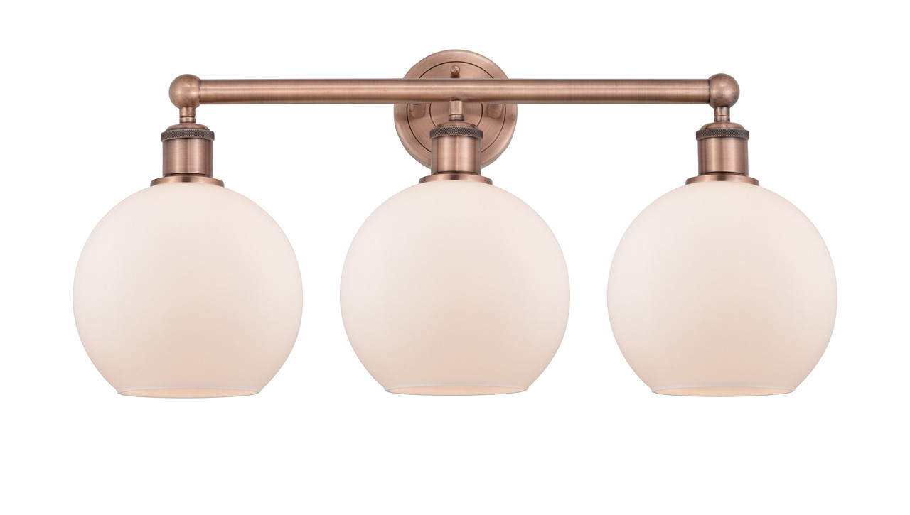 INNOVATIONS 616-3W-AC-G121-8 Athens 3 26 inch Bath Vanity Light Antique Copper