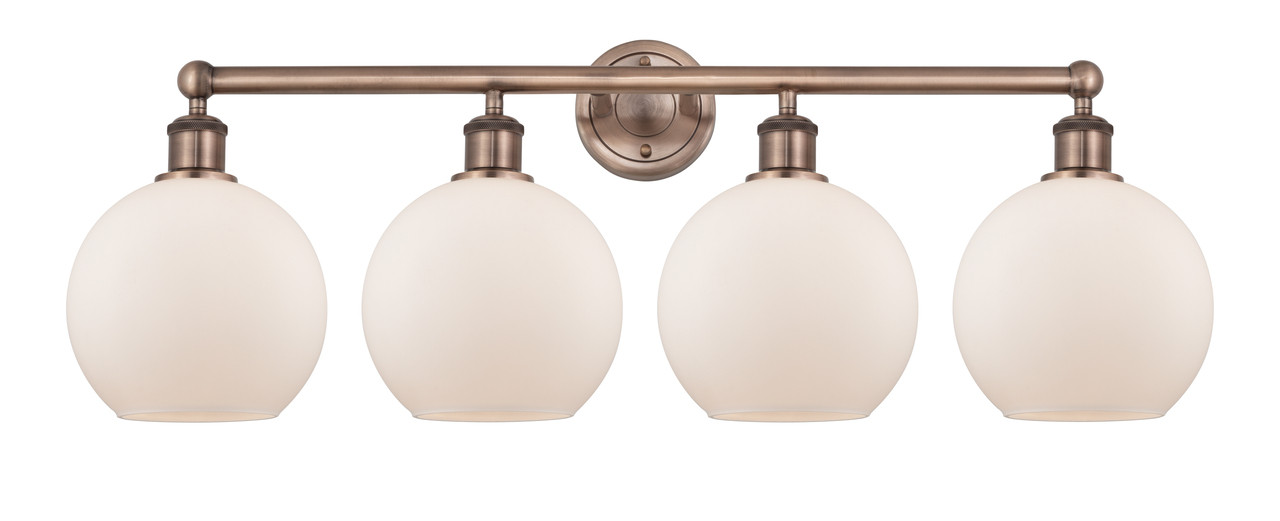 INNOVATIONS 616-4W-AC-G121-8 Athens 4 35 inch Bath Vanity Light Antique Copper