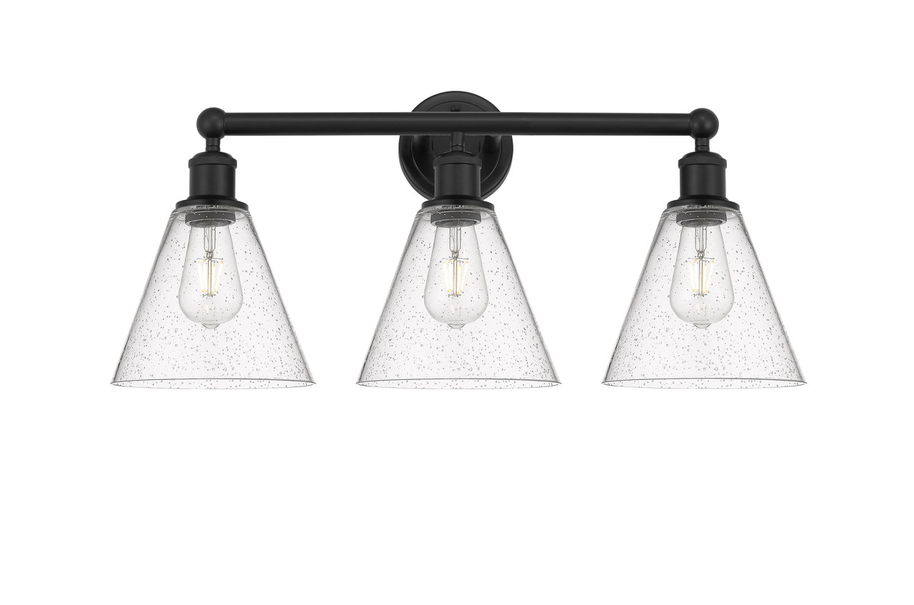 INNOVATIONS 616-3W-BK-GBC-84 Berkshire 3 26 inch Bath Vanity Light Matte Black