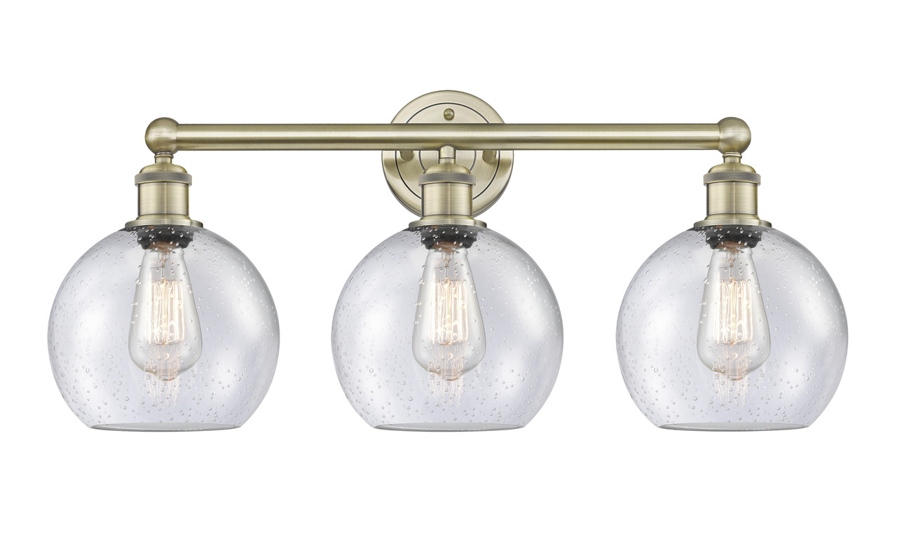 INNOVATIONS 616-3W-AB-G124-8 Athens 3 26 inch Bath Vanity Light Antique Brass